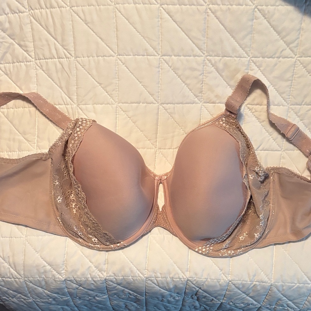Elomi Lace Trim Bra in Soft Beige